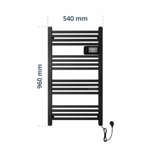 BVF KOBE törölközőszárító radiátor 500w fekete programozható termosztáttal
